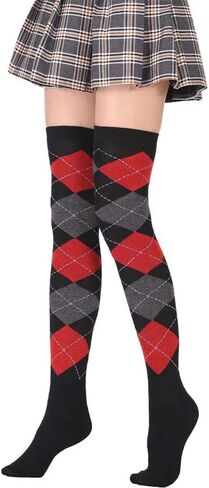 جوارب عالية الفخذ للسيدات من Benefeet Sox جوارب طويلة مخططة فوق الركبة من Argyle للفتيات جوارب طويلة مضحكة ومجنونة in Kuwait