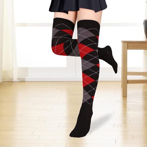 جوارب عالية الفخذ للسيدات من Benefeet Sox جوارب طويلة مخططة فوق الركبة من Argyle للفتيات جوارب طويلة مضحكة ومجنونة in Kuwait