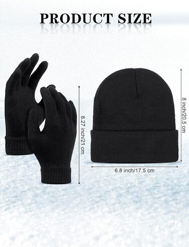 URATOT 12 Pack Gloves and Beanies Magic Gloves and Knit Beanies Hats Winter Warm Gloves Hat for Men Women in Kuwait