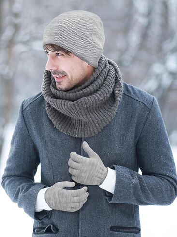 URATOT 12 Pack Gloves and Beanies Magic Gloves and Knit Beanies Hats Winter Warm Gloves Hat for Men Women in Kuwait