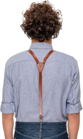 EASY BIRD Full-Grain Handmade Leather Suspenders for Men and Women Y Back Design Adjustable Brown Suspenders with Hooks Gift for Men in Saudi Arabia