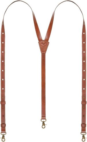 EASY BIRD Full-Grain Handmade Leather Suspenders for Men and Women Y Back Design Adjustable Brown Suspenders with Hooks Gift for Men in Saudi Arabia