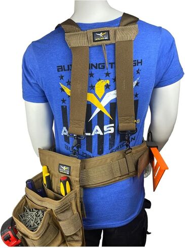 حمالات Atlas 46 24/7 Comfort-Tuff V2 شديدة التحمل - مقاس واحد يناسب الجميع، أسود in Kuwait