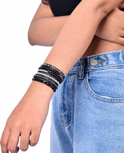 سوار معصم رايلي بوهو ملفوف من حجر العقيق الاسود والفضي + حجر الدم الاسود من سبيريت in Kuwait