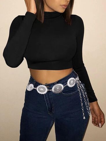 سلسلة حزام سلسلة غربية، سلسلة معدنية عتيقة مجوفة للخصر لفساتين الجينز ومجوهرات الجسم للنساء (الحزام الغربي-01) in Kuwait