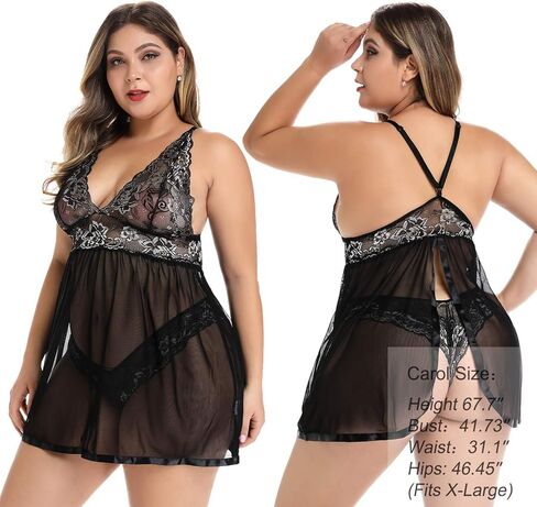 JuicyRose ملابس داخلية بيبي دول دانتيل مفتوحة الظهر مقاس كبير L-5XL in Kuwait