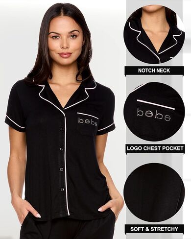 bebe Womens Pajama Sets - Notch Collar Pajama Top and Pajama Pants PJ Set - Pajamas for Women Logo in Kuwait