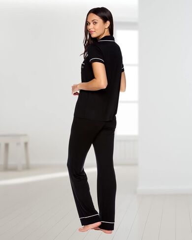 bebe Womens Pajama Sets - Notch Collar Pajama Top and Pajama Pants PJ Set - Pajamas for Women Logo in Kuwait