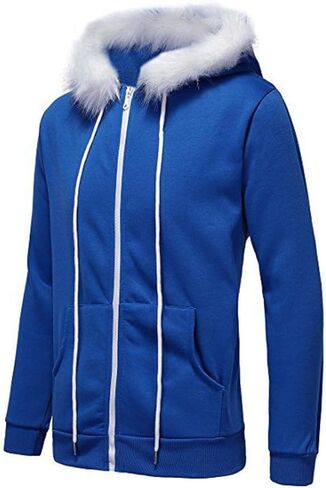 Men Women Sans Cosplay Blue Jacket Plush Hooded Coat Sans Costume Hoodie Jacket Coat Cos Jacket Sweatshirts in Saudi Arabia