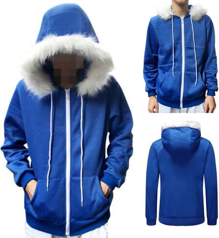 Men Women Sans Cosplay Blue Jacket Plush Hooded Coat Sans Costume Hoodie Jacket Coat Cos Jacket Sweatshirts in Saudi Arabia