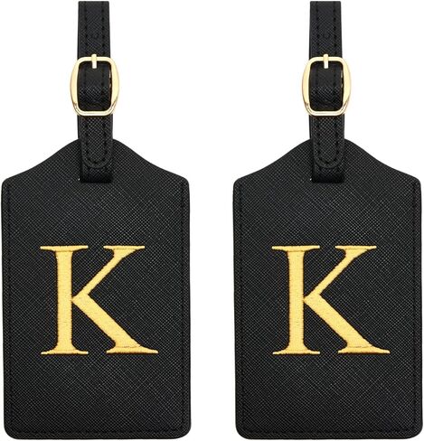 2 Pcs Initial Luggage Tags Monogrammed PU Leather Luggage Tags Embroidered Luggage Tags for Suitcases Travel Luggage Tags for Baggage Bags (M) in Kuwait