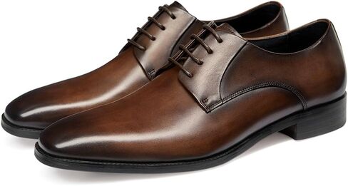 GIFENNSE Men's Handmade Leather Modern Classic Lace up Leather Lined Perforated Dress Oxfords Shoes in Kuwait