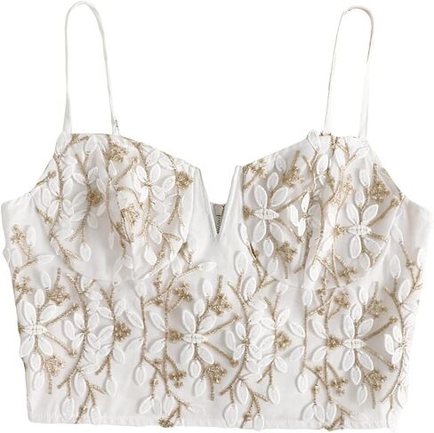 SOLY HUX Women's Lace Sequin Spaghetti Strap Zipper Back Detail Cami Croptop in Saudi Arabia