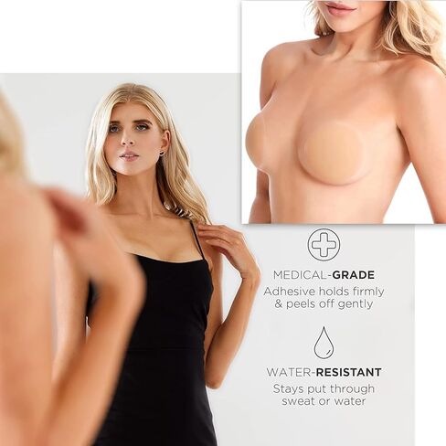 BOTIYARS Nipple Covers 3 Pairs Sticky Adhesive Nipple Pasties Reusable Washable Soft Ultra-Thin Nipple Stickers Applicable A-D with Storage Bag in Kuwait