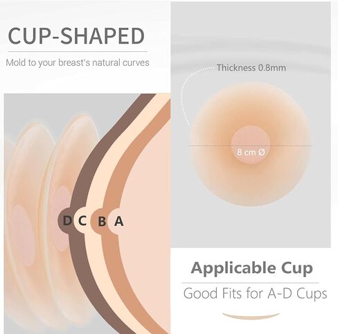 BOTIYARS Nipple Covers 3 Pairs Sticky Adhesive Nipple Pasties Reusable Washable Soft Ultra-Thin Nipple Stickers Applicable A-D with Storage Bag in Kuwait
