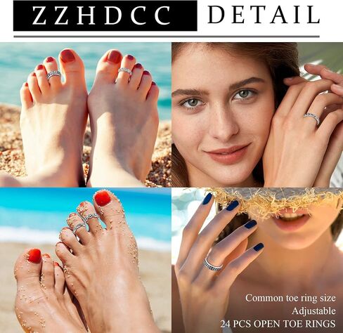 ZZHDCC 24 قطعة حلقات إصبع القدم قابلة للتعديل للنساء الصيف أوراق الشاطئ زهرة القلب المفتوحة تو خاتم القدم مجوهرات خمر الرجعية حلقات تكويم مجموعة حلقات مفصل الهالوين خواتم بوهو الإبهام الرائعة in Kuwait
