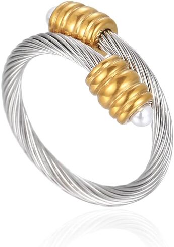 HX SHARE Cuff Pearl Ring، حلقة كابل مصممة لتناسب محيط الإصبع بين 70 مم -90 مم in Kuwait