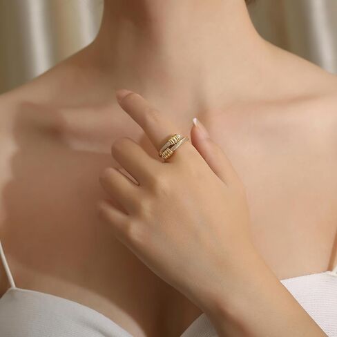 HX SHARE Cuff Pearl Ring، حلقة كابل مصممة لتناسب محيط الإصبع بين 70 مم -90 مم in Kuwait