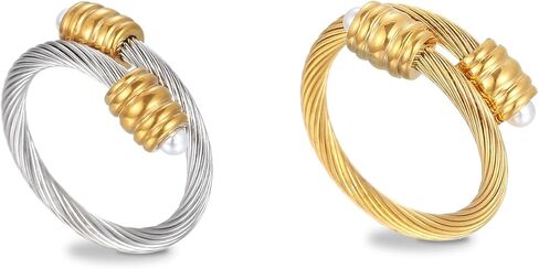 HX SHARE Cuff Pearl Ring، حلقة كابل مصممة لتناسب محيط الإصبع بين 70 مم -90 مم in Kuwait