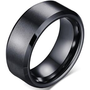 8mm Brushed Matte Black Titanium Stainless Steel Classical Simple Plain Ring Wedding Band in Kuwait