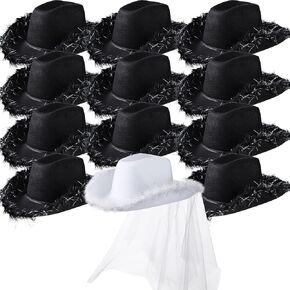 Unittype 12Pcs Cowgirl Hats Bride Cowboy Hats Bachelorette Cowboy Hat for Party Wedding Bachelorette Bridal Shower Engagement