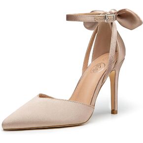 Trary Women's Heels للنساء كعب عالٍ مغلق من الأمام وكعب عالٍ مدبب وعقدة على شكل فيونكة وحزام الكاحل 3.74 بوصة حذاء نسائي بإبزيم قابل للتعديل مريح ومثير لحفلات الزفاف والحفلات الكاجوال والمكتب in Kuwait
