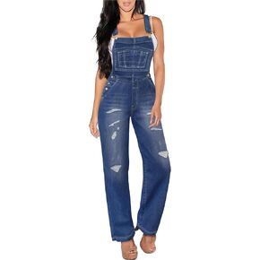 Hybrid & Company Womens Stretch Denim Overalls PVJ156999M MEDIUMWASH XL in Kuwait