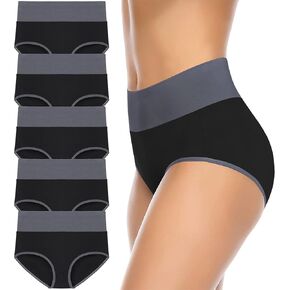 Annenmy Womens Underwear, High Waisted Cotton Underwear No Muffin Top Soft Full Briefs Ladies Panties Regular & Plus Size