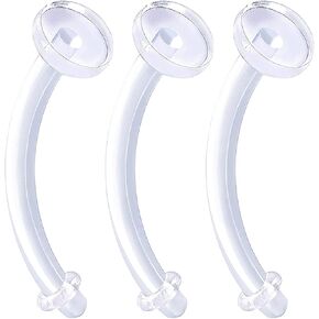 bodyjewellery 3pcs 14g Belly Button Rings Navel Piercing Retainer Clear Flexible Acrylic Bioflex Rubber O Rings Jewelry Pick Size in Kuwait