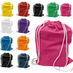 TBF 12 Pack Bulk Cotton Canvas Drawstring Backpack Bags (14" W x 18" H) - Perfect for DIY, Crafts, Events & More
