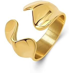 BLESSAIA Geometric open Rings - 18k Gold plated Adjustable Ring Vintage Irregular Gold Silver Geometric ring for Women and girls (GOLD-1) in Kuwait