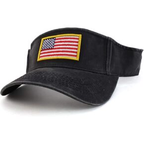 Trendy Apparel Shop USA American Flag Embroidered Polyester Summer Visor Hat