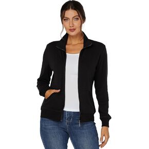 J.Corrine Women's Zip up Sweatshirts Jacket Stand Collar Long Sleeve Running Track Jacket with Pockets Black-Medium in Saudi Arabia
