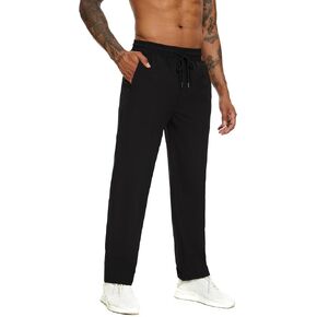 YOUJIOU Men's Jogger Sweatpants Comfort Soft Athletic Pants with Zipper Pockets in Loose-fit Style