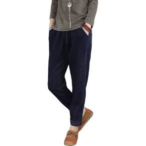 Minibee Women's Casual Corduroy Pants Comfy Pull on Elastic Waist Trousers Drawstring Cotton Pants