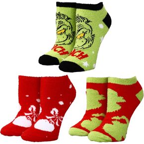 مجموعة جوارب الكاحل للسيدات من Bioworld The Grinch Face & Ornament مكونة من 3 قطع in Kuwait