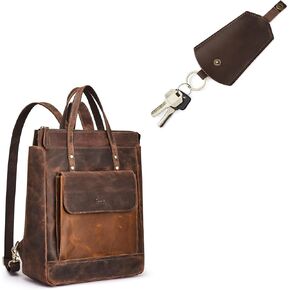 S-ZONE Leather Backpack Purse for Women with Leather Key Holder in Saudi Arabia