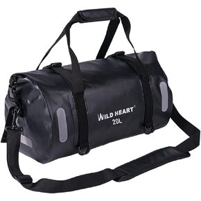 WILD HEART Waterproof Bag Duffel Bag 20L 30L 40L with Welded Seams Shoulder Straps, Mesh Pocket for Kayaking, Camping, Boating,Bicycle,Motorcycle
