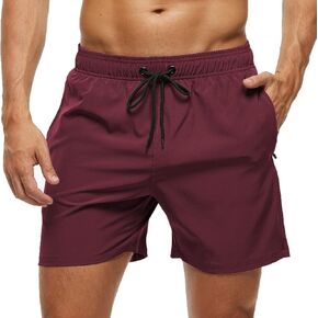 YuKaiChen Men's Swim Trunks Quick-Dry Mesh Liner Beach Shorts Zipper Porket