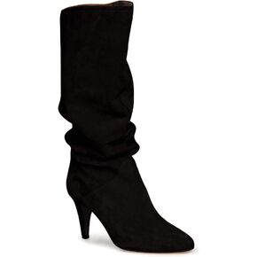 Coutgo Womens Slouchy Knee High Boots Wide Calf Kitten Heel Pointed Toe Pull On Long Boots Winter Shoes in Saudi Arabia