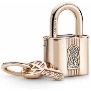 PANDORA Padlock And Key Dangle Charm 14K Rose Gold-Plated in Saudi Arabia