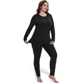FOREYOND Plus Size Thermal Underwear for Women Long Johns Sets Fleece Lined Base Layer Pajama Top and Bottom in Kuwait