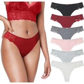 LEVAO G String Thongs for Women,Womens Cotton Thong Panties Sexy Lace T-back Comfy Underwear Multipack S-XL