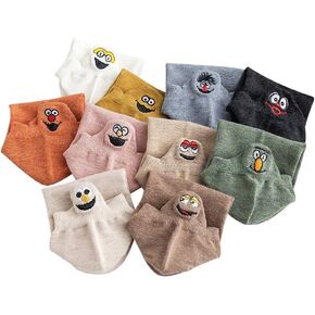 Exttlliy 10 Pairs Embroidered Cartoon Socks Casual Funny Boat Socks Emogi Ankle Low Cut Socks in Kuwait