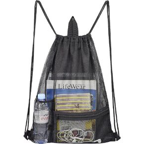 حقيبة شبكية برباط شديدة التحمل من رودموكس، حقيبة ظهر رياضية بخيوط رياضية مع حامل زجاجة مياه وجيب أمامي لكرة القدم وكرة السلة والتسوق وصالة الألعاب الرياضية والسباحة وألعاب الشاطئ in Kuwait