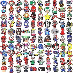 100-Piece Mario Shoe Charms Bulk for Croc Boys Girls, Cute Cartoon Toddler Shoe Charms Pins for Cric Kids, Shoe Decoration Accessories No-Repeat in Kuwait