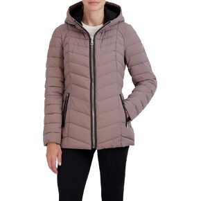 LAUNDRY BY SHELLI SEGAL Women's Short Stretch Puffer Jacket Zipper Front Side Pockets 26" Coat in Kuwait