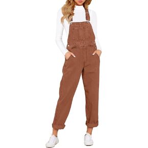 LookbookStore Women's Casual Stretch Denim Bib Overalls Pants Pocketed Jeans Jumpsuits in Kuwait