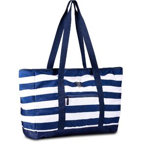 BANG&CARSEN Extra Large Beach Bag With Zipper - XXL Beach Tote Bag For Women With Many Pockets