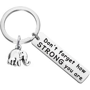 MYOSPARK Elephant Keychain Don't Forget How Strong You Are Inspirational Gift Elephant Lovers Charms for jewellery